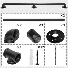 PNBO 7FT Industrial Wall Handrail, Staircase Railing 1.25″ Tube Diameter
