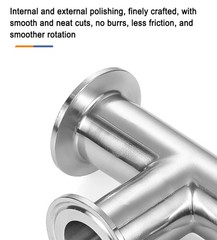 Sanitary Tri Clamp 3 Way Tee A2/A4 Stainless Steel Fitting Connector Φ19-159mm