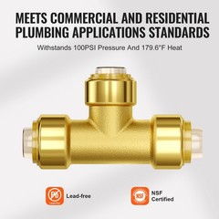 Pipe Fittings 1/2″ X 1/2″ X 1/2″ 12PCS Push-Fit Tees Brass Fittings