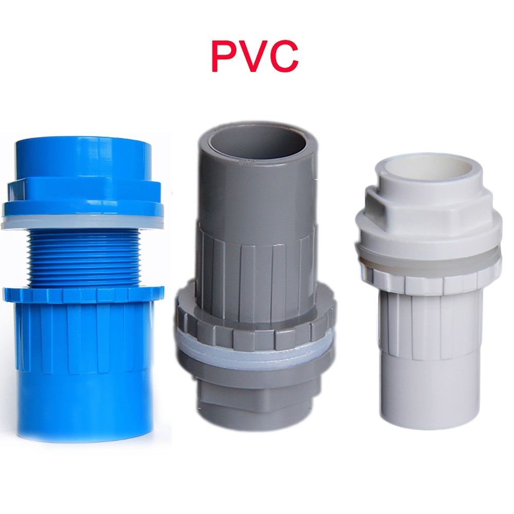 PVC Adhesive Pipe Fitting Pressure Tank Connector Bulkhead For Aquariums 20~50mm