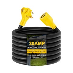 50ft Generator Transfer Switch Adapter Cord NEMA TT-30P to L14-30R, 3 Prong 3…
