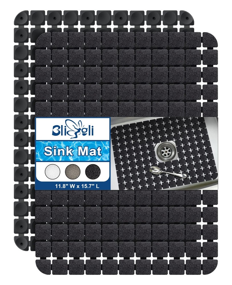 Bigli Sink Mat Protectors for Stainless 15.7 x 11.8 inches, Black