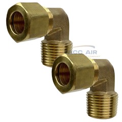 2 PC 3/8″ Compression x 3/8″ MNPT 90 Degree Brass Compression Elbow Pipe Fitting