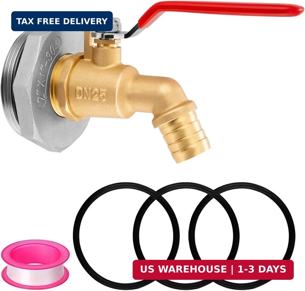 2″ Drum Faucet for 55 Gallon Drum, 1″ Brass Barrel Spigot Faucet with EPDM Gaske