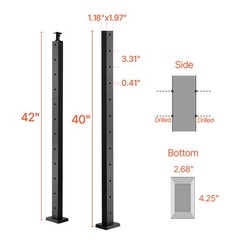 1x Cable Railing Post, 42x1x2 Inch Level Deck Stair Posts Cable Handrail Post
