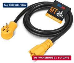 MECMO Outdoor 6ft 15 Amp Household to 20 Amp AC Power Adapter Cable, 12/3 Waterp