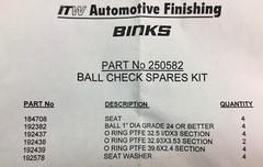 ITW BINKS 250582 BALL CHECK SPARES KIT FOR EXEL SERIES E21 PUMP NEW IN PKG