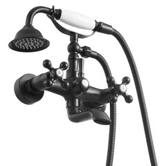 Wall Mount Clawfoot Tub Faucet with Handheld Shower, Matte Black, Adjustable