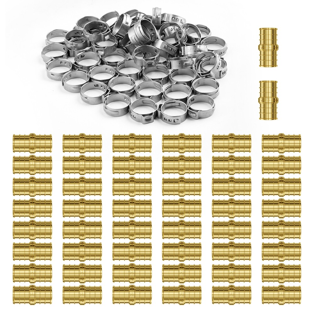 Pipe Fitting 50PCS 1/2″ PEX Crimp Brass Fittings Straight-Through for Air System
