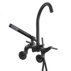 Wall – Mounted Clawfoot Tub Faucet with Handheld Shower, Matte Black, Adjustable