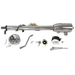 30″ Auto Column Shift Tilt Steering Column with Key & Wheel Adapter Chrome