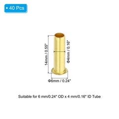 40Pack 6mm OD x 4mm ID Tube Brass Compression Insert