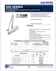 Cal-Royal 440-P Automatic Hydraulic Spring Fire Rated Auto Door Closer. 3 Colors