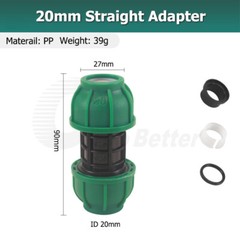 MDPE Compression Fittings Water Pipe Connector Straight Elbow Tee Valve 20-63mm