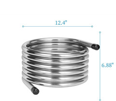 Vigorous Wort Chiller, 1″ x 20 Ft Food Grade 304 Stainless Steel Coil, Water