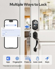 TEEHO TE012W WiFi Smart Lock, Fingerprint Door Lock with Built-in Matte Black