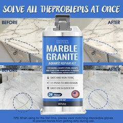 Quartz Countertop Chip Repair Kit White Granite & Marble Crack Filler, Stone Fix