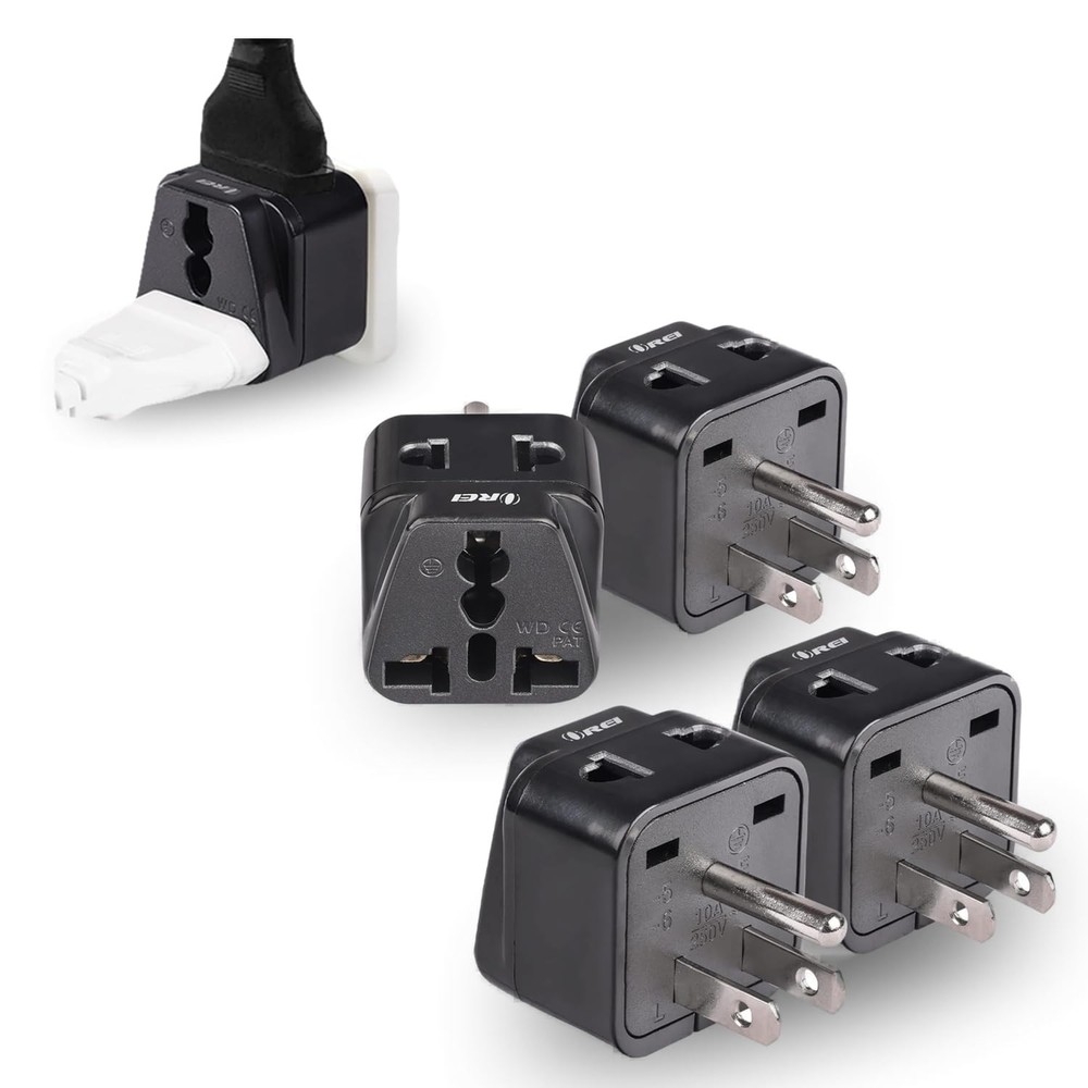 OREI USA, Canada Adapter Plug, Europe, UK, China to US American 4 Pack, Black