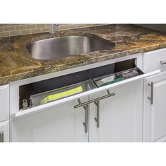 SET OF 2 – 14″ STAINLESS STEEL KITCHEN CABINET SINK TIP TILT OUT TRAY & HINGES