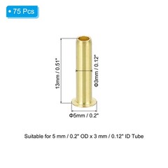 75Pcs 5mm OD x 3mm ID Tube Brass Compression Insert