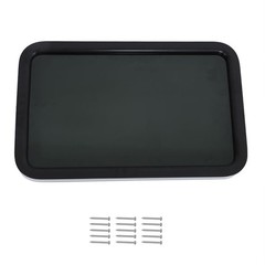 RV Door Window 12x21in Black White Frame Clear Tempered Glass DOT Certified