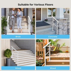Metty Metal Hand Rails For Outdoor Steps 5 Step Stair Kit Railings For Outdoor