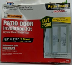 Frost King Clear Indoor Patio Door Insulation Kit V76 New 84″x110″ Max Size