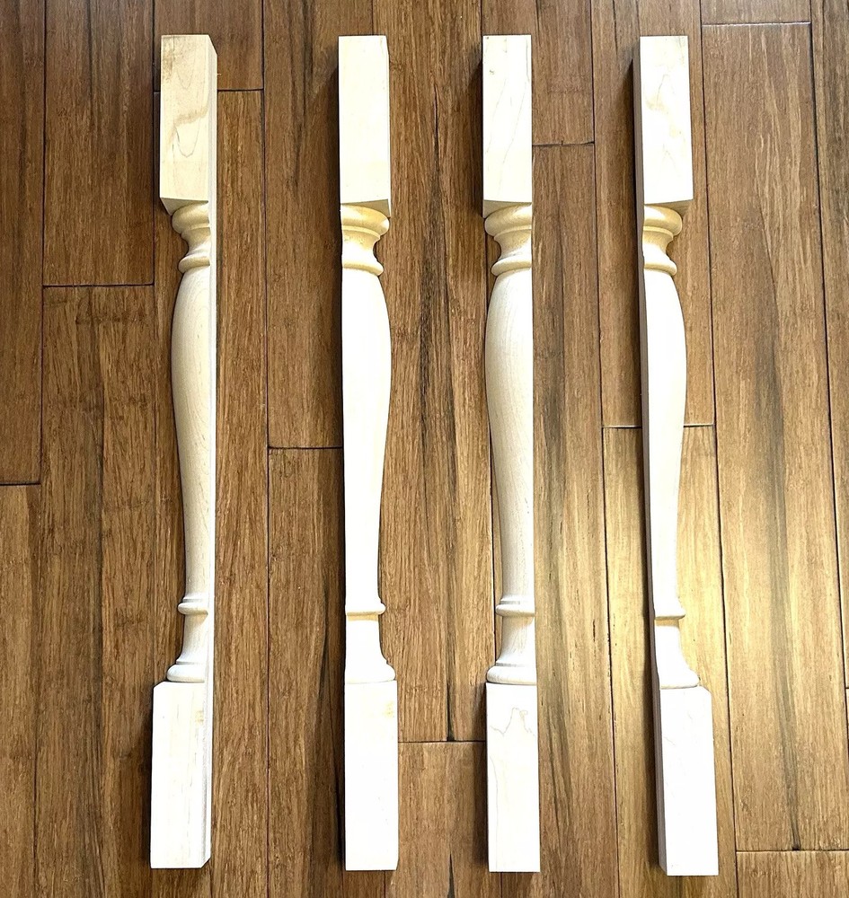 4 Maple 35-1/4″ Wood Fluted 1/4 Split Post Cabinet or Island Trim Leg Unfinished