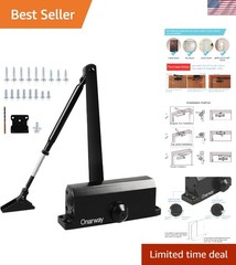Adjustable Hydraulic Door Closer Size 3 for Residential & Commercial Use – Black