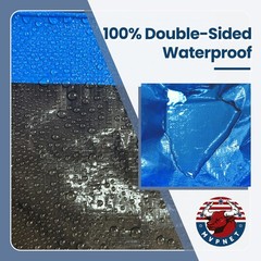 12x20ft Waterproof Tarp 7mil UV Resistant Multipurpose Blue&Black Blue/Black