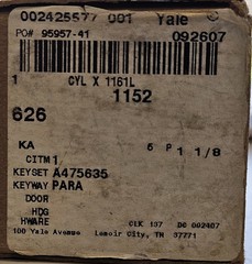 Yale Mortise Cylinder Lock 1152 1-1/8 US26D 2-Keys Satin – FREE SHIPPING!