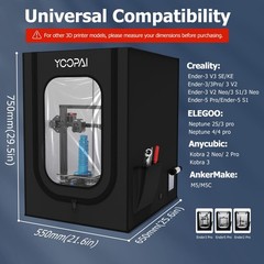 YOOPAI 3D Printer Enclosure, Dustproof Tent Constant Medium, Black