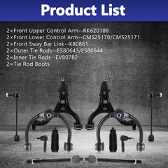 12pc Susp Kit w/ Ball Jt Sway Bar Tie Rod End Boot Jeep Commander 06-10 GC 05-10