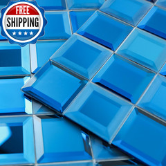 Miscasa Blue Peel And Stick Mirror Backsplsh Self Adhesive Reflection Glass