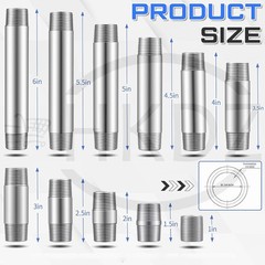 Galvanised Steel Pipe / Tube Threaded Both Ends 1/2″ to 4″ Length 5cm – 50cm