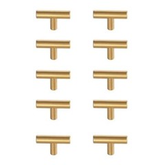 Elegant Decor Quinn Modern Zinc Alloy T Bar Pull Multipack in Brass (Set of 10)