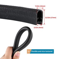 Sanbege Rubber Edge Trim Guard 10ft/3m, Adhesive Free 120″ L x 0.44″ W, Black