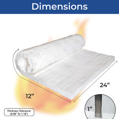 1″ Ceramic Fiber Insulation Blanket 2600F 8# High Temp Insulation 12″ x 24″