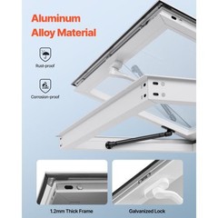Concession Window 36×24 in, Aluminum Alloy Frame Service Window for Food Truck,