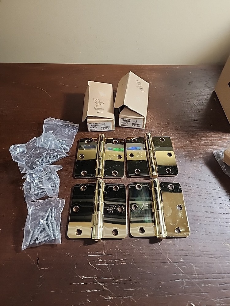 4 McKinney Gold RCT 2714, 3 1/2″ x 3 1/2″ Five Knuckle Hinges Vntg NEW In Box