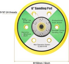 6″ Hook & Loop DA Sander & Polisher Backing Plate Pad, 6 Hole, Dual-Action