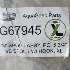 Zurn G67945 AquaSpec XL Spout Assembly 5 3/4 in VB Spout with Hook