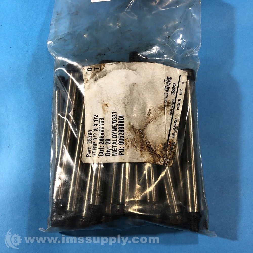 26364 Pack of 20 Strip 1/2 x 4 1/2 Partially Threaded Locator Pin USIP