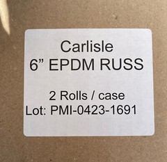 Carlisle EPDM Pressure Sensitive Russ 6″ x 100′ roll – BOX OF TWO ROLLS