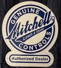 MITCHELL LEWIS & STAVER-PUMPING EQUIPMENT-EMBOSSED METAL SIGN-18X15+INCHES – NEW
