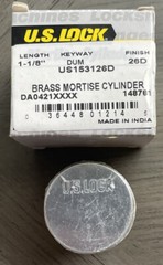 U.S. Lock Dummy Cylinder 1-1/8 in. Solid Brass Chrome – US153126D – Brand New