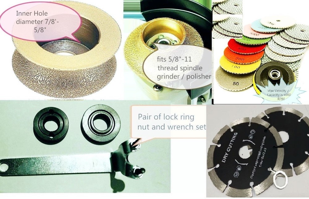 2″ Full Bullnose Router Bit 6″ Polishing Pad Cutting Blade 8+1 concrete granite