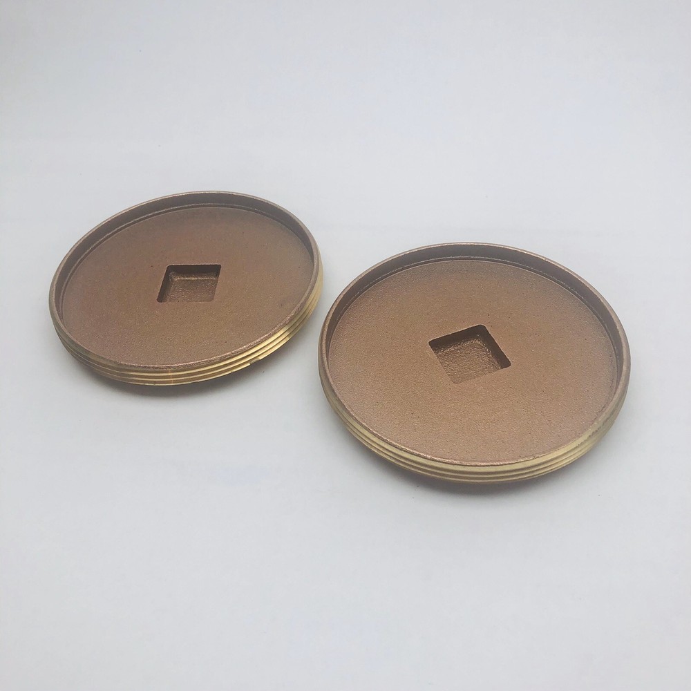 LOTS OF 2 UNBRANDED BRASS 5″ CLEANOUT PLUG RAISED SQUARE HEAD BRONZE