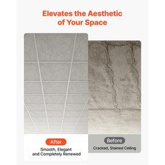 Uimoso 24x24in PVC Ceiling Tiles, 12-Pack Decorative Panels, White Marble Finish