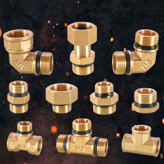 1/2″ 3/4″ Brass Pipe Fittings Straight Elbow Tee Plug Connector + Seal Washer